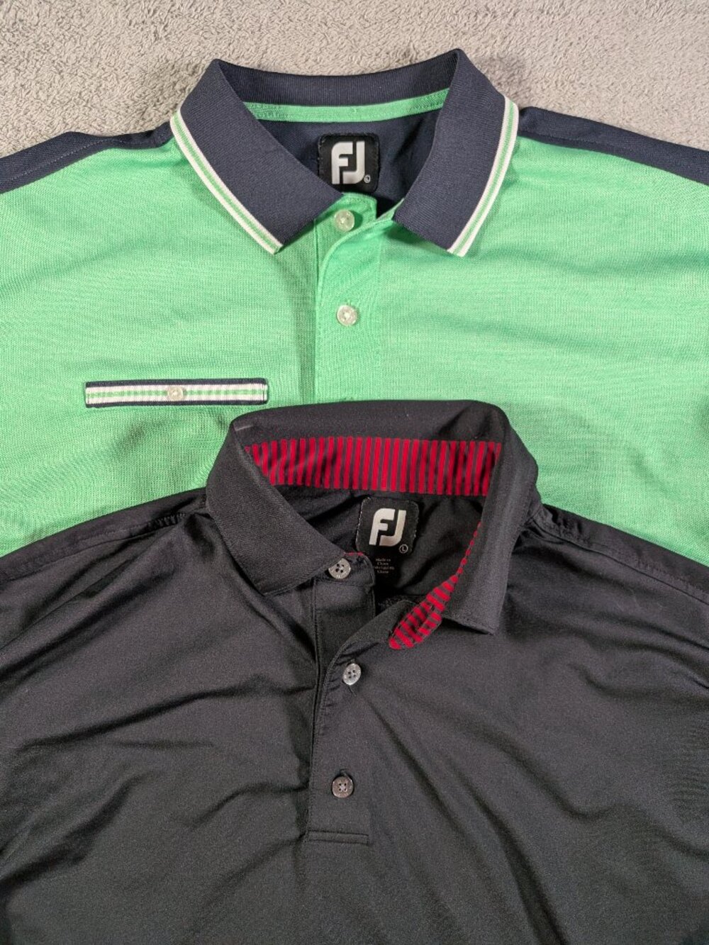 FootJoy FJ Golf Polos 2-Pack L Green Navy Black Performance Shirts